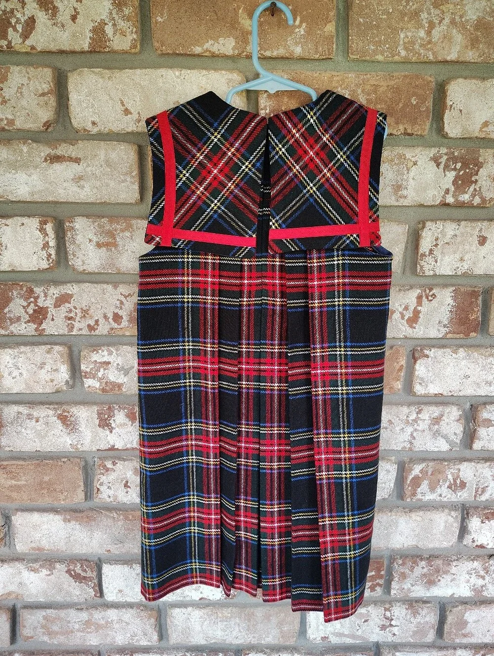 Vintage Blarney Woollen Mills Plaid Jumper Dress Kids Sz 6 8 Wool Sailor Pleated